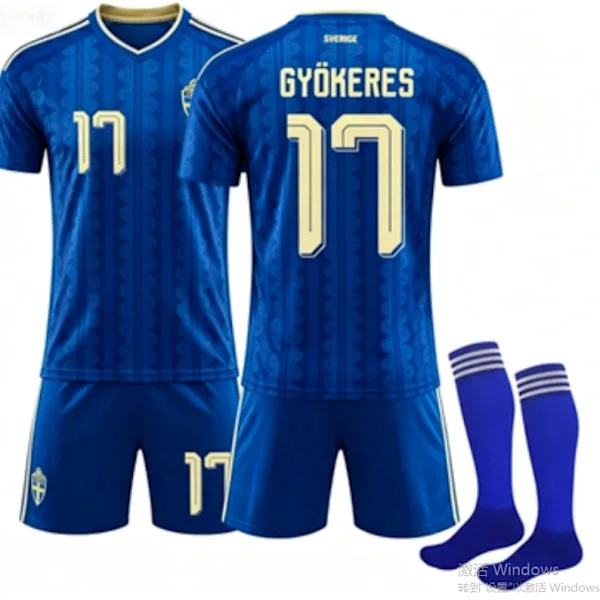 2026 VM Sverige Bortaställ NR.17 Gyökeres Barn Tröja Fotbollströja Bortaställ 17 Bortaställ 17.c Bortaställ 17 28