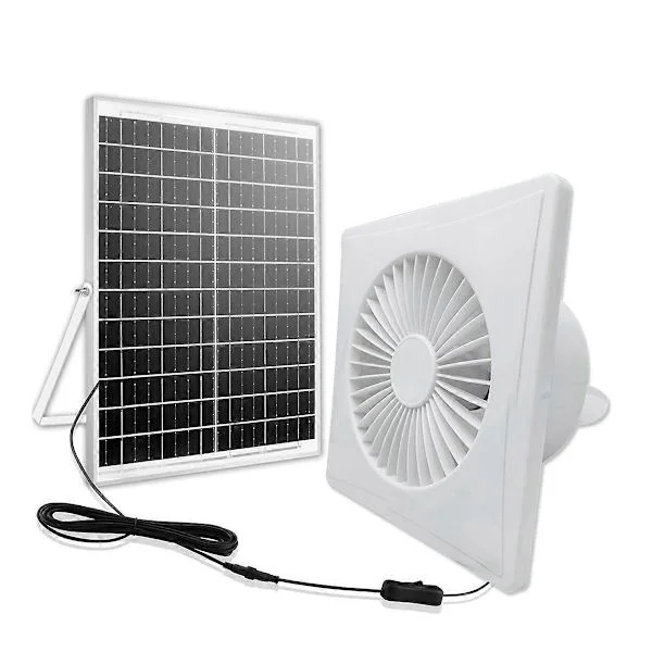 Högvarvig Tyst Solcellsfläkt med 8W Panel, Solcellsfläkt för Ventilation av Hönshus, Grön