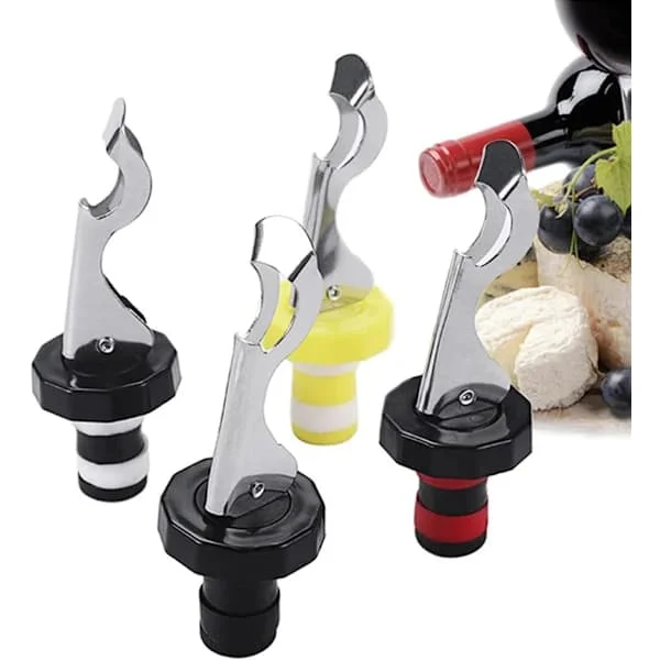 4-pack Airtight Bottle Stoppers, Universal Reusable Lever Bottle Stoppers for Wine, Champagne, Beer, and Beverages