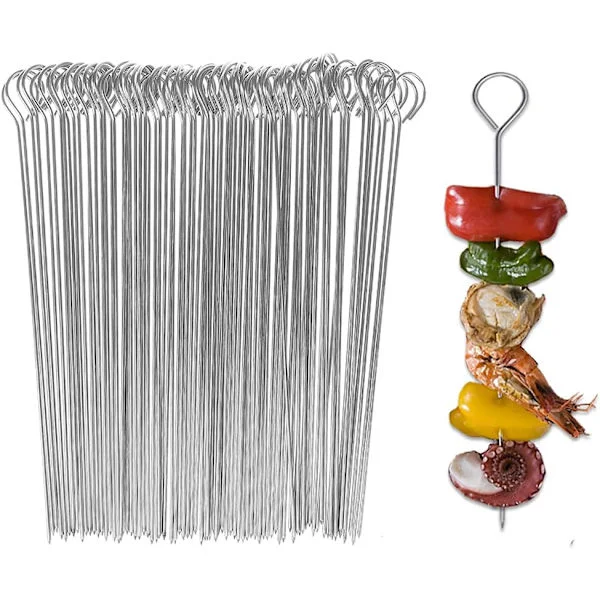 20 cm Stainless Steel Skewers, Cocktail Sticks, Vegetable Skewers Reusable Martini Glass Picks 50 pcs