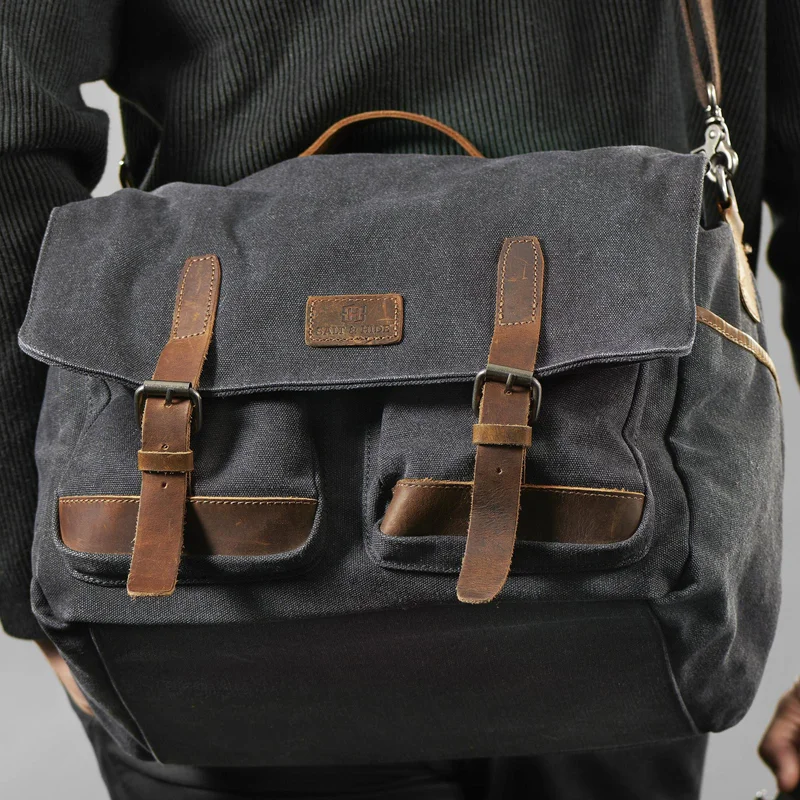 Borsa Strom XL per fotocamera grigio e marrone chiaro per uomini - Borse a tracolla