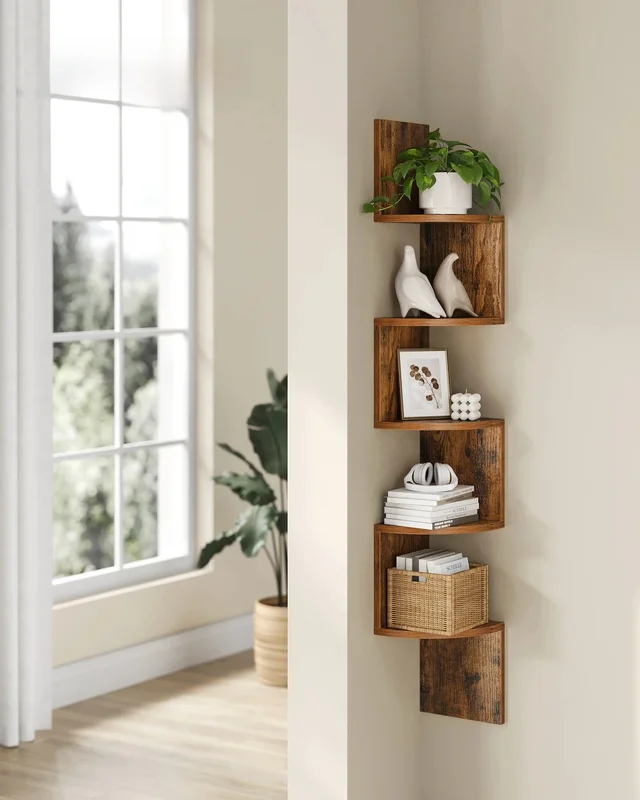 AliExpress - VASAGLE Eckregal, Wandregal 5 Ebenen, Schweberegal für Bücher, Bücherregal, Pflanzenregal für Schlafzimmer, Wohnzimmer