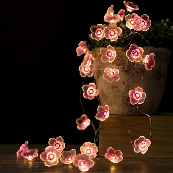 Blomstringljus Fairy Pink Kirsebærblomstlys LED-lyslenke Batteridrevet for Barn Jenter Soverom Jul Vår Barnehage Bryllup