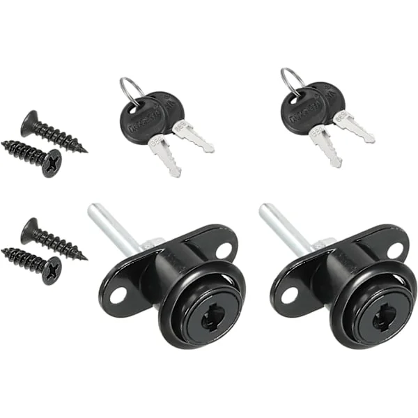 19 mm lådlås med nycklar, 2-pack zinklegering skrivbordslådlås olika nycklar för möbler vitrinskåp skåp, svart