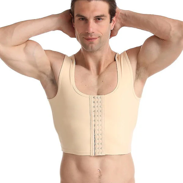Kompressionskorsett för män, kroppsformande linne, väst med tre rader knäppning, shapewear, slimmande undertröja