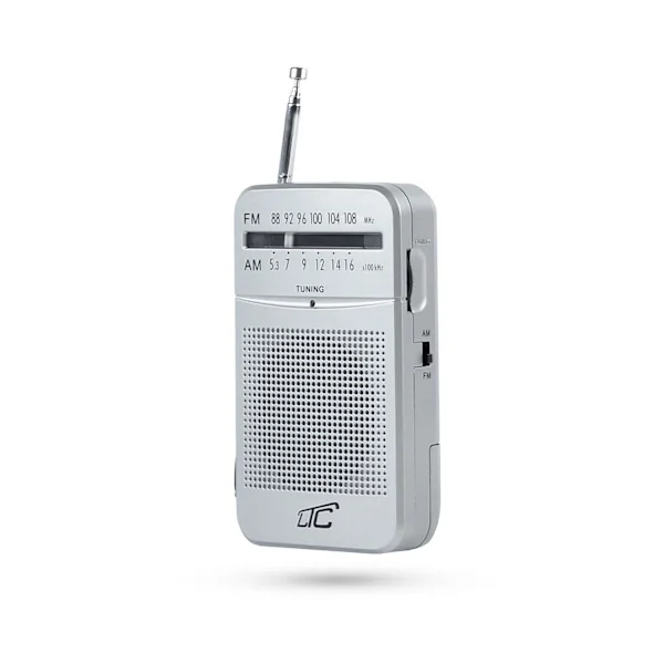 LTC bärbar fickradio LEGA, AM/FM, minijack, silver