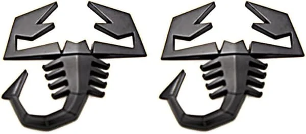 2 STK 3D Skorpion Emblem Merke Bil Side/Bak/Front Dekorasjoner Metall Klistremerke Dekaler Logo (Svart) Svart