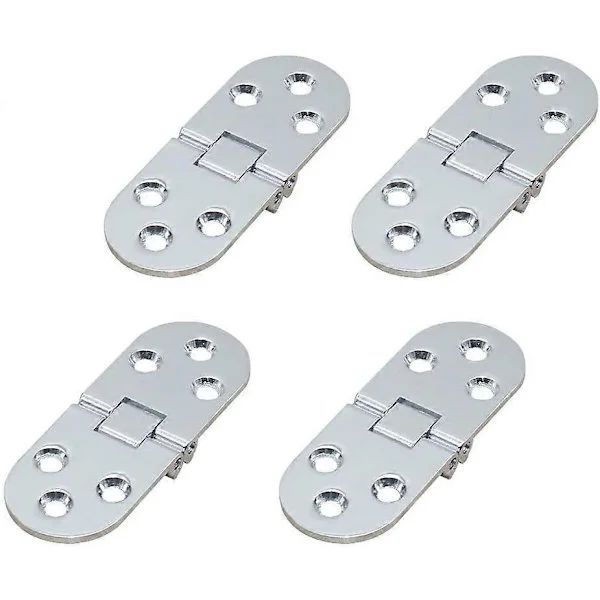 4 Pieces Folding Table Hinges, Flat Foldable Cabinet Door Hinges, Zinc Metal Round Edge Sewing Machine Folding Table Furniture Flip Shelf Hinges, for 