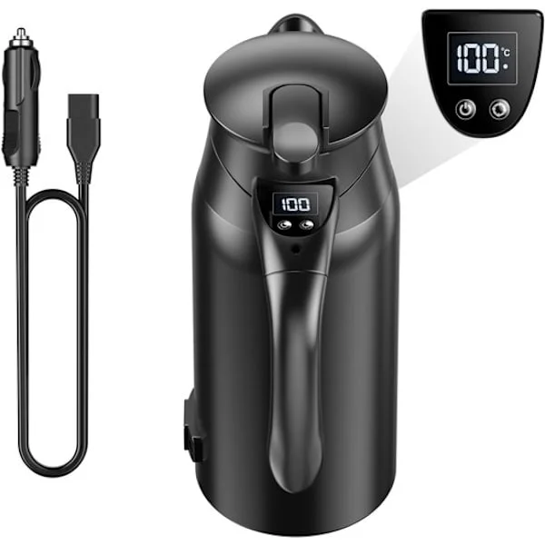 Bilvattenkokare Bärbar vattenkokare - Uppvärmningsmugg för bil - Resevattenkokare - 12V/24V elektrisk vattenkokare - Bilvattenkokare med smart display