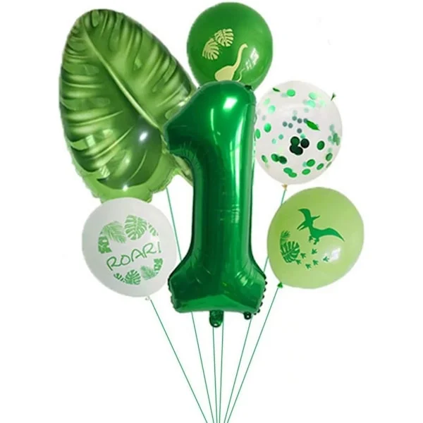 Dino 1 års fødselsdagsballoner, børnefødselsdagsdekoration 1. fødselsdag