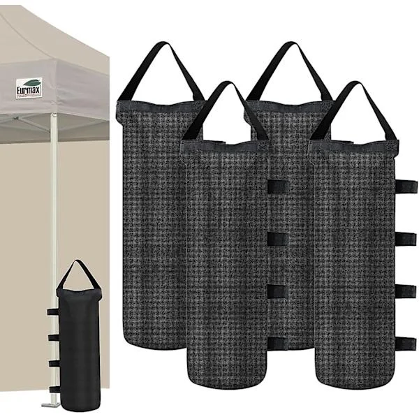Pop up Canopy Weights Sand Bags for Ez Pop up Canopy Tent Outdoor Instant Canopies, 4-Pack,Black (Without Sand) Dark Black