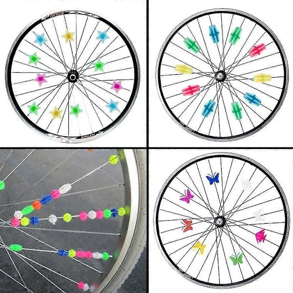 2x Färgglada Plast Clip Barn Cykel Hjul Ekrar Pärlor Dekoration