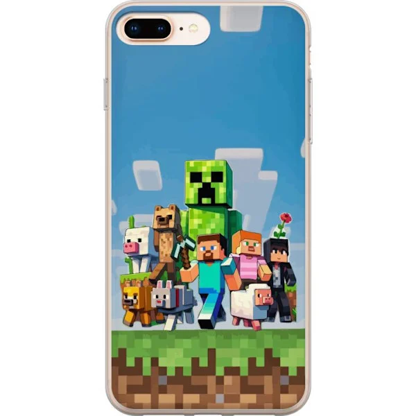 Yhteensopiva Puhelinkuori Apple iPhone 7 Plus Minecraft-hahmot ja eläimet värikäs lohkomailma seikkailu kuvitus täydellinen lapsille ja pelaajille
