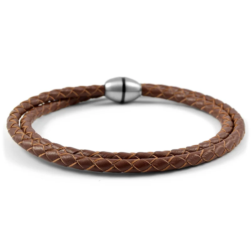 Brown Bolo Twisted Leather Bracelet for Men - Leather bracelets