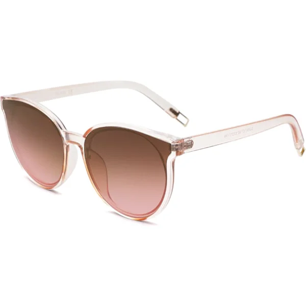 Oversized Round Sunglasses for Women and Men Clear Brown