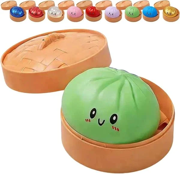 Glitter Dumpling, Glitter Dumpling Squishy with Box, Dumpling Sensory Squeeze Toy for Stress Relief