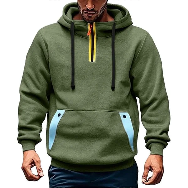 Miesten huppari lämmin collegepaita talvi pitkähihainen nappitasku katumuoti rento huppari Miesten huppari HupparitCJY Army Green Army Green M