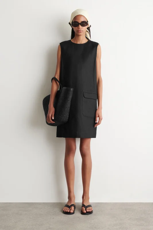COS Women's Saltwater Bolso Tote Efecto Rafia Bag in Negro