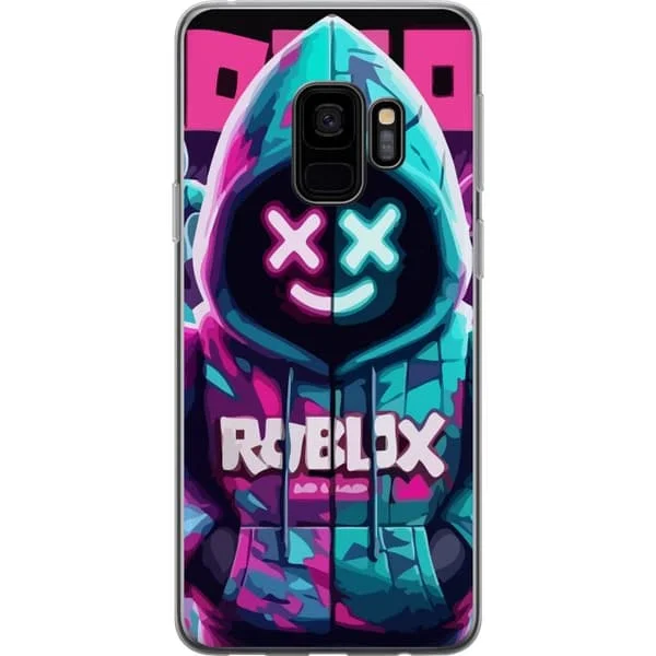 Yhteensopiva Puhelinkuori Samsung Galaxy S9 Neonvärisiä Roblox-vaikutteisia hahmoja hupparilla ja vahvalla pelifiiliksella.