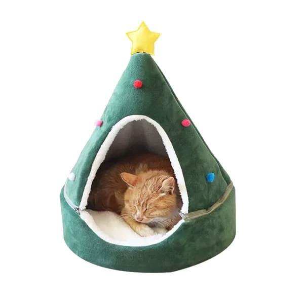 Katte Telt Hule Seng Juletræ Kattehus Seng Komfortabel Trekant Katte Seng Kæledyr Telt Hus