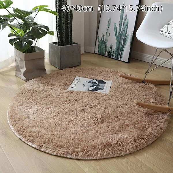 Pörröinen villamatto olohuoneen matto tekoturkis pyöreä matto lasten vaaleanpunainen beige 40*40cm beige
