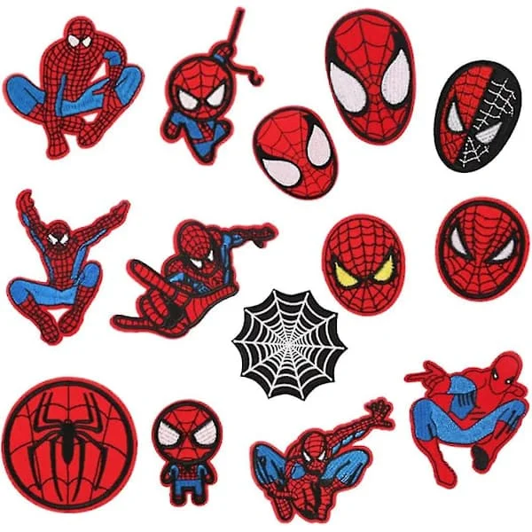 14 Spiderman Iron-on Patches, Embroidered Patches for Clothing, Appliques for Sewing on Jackets, Backpacks, Jeans (Skin)