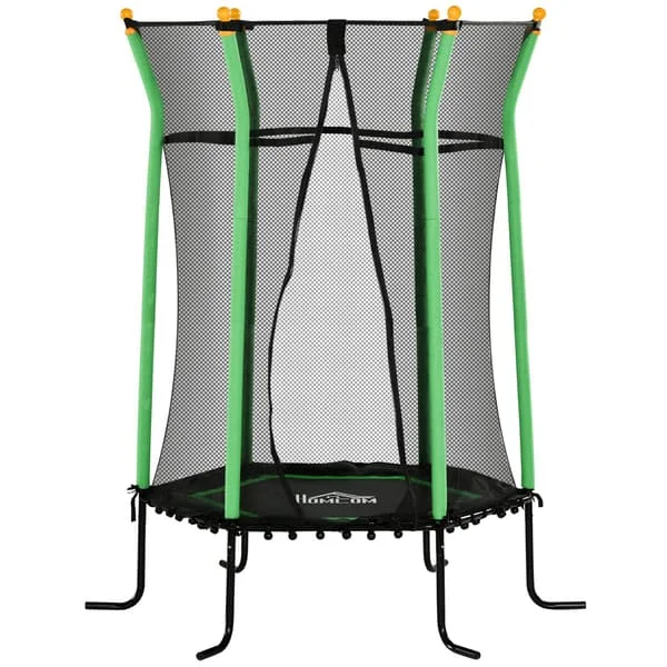 Lasten trampoliini Ø163,5 cm, sisätrampoliini turvaverkon reunapeitteellä kumiköysi, lasten trampoliini 50 kg asti, lapsille 3-10 v vihreä