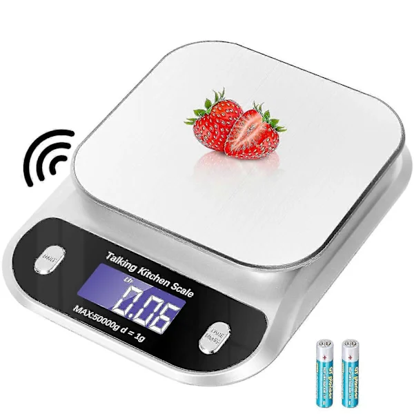 Talende Køkkenvægt, 5 kg/11 lb Talende Digital Køkkenvægt Vægt i Ounces og Gram til Madlavning og Bagning, Klar Ren Stemme Talende Køkkenvægt
