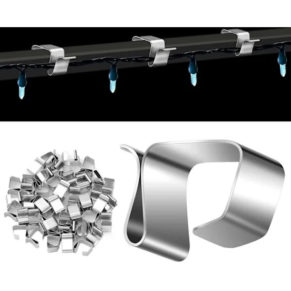 50 stk. – Julelys tagrendekroge – Julelys tagkroge – Julelys clips – 24 x 15 mm