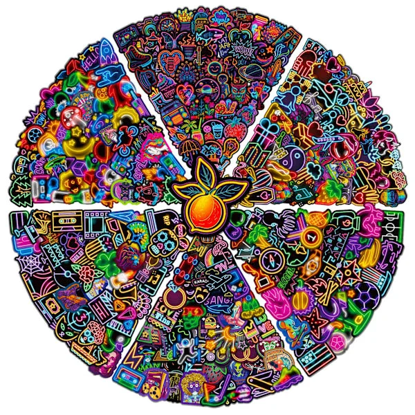 300 Large Neon Stickers, Waterproof Vinyl Stickers, Stickers for Skateboard, Scrapbooking, PC, Laptop, Suitcase, Phone M