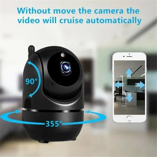 Wi-Fi video babyalarm kamera 1080P HD videokamera med automatisk bevægelsesdetektor Night Vision Black