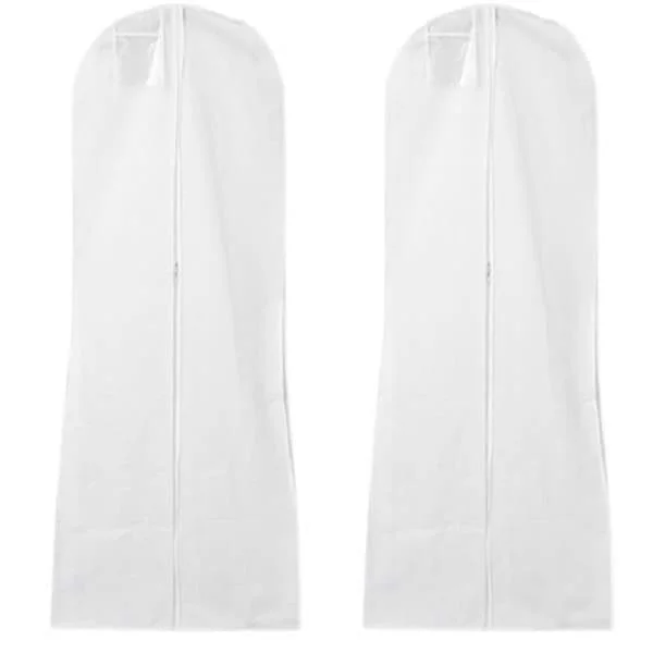 Lång bröllopsklänningsförvaringsväska, dammskydd i non-woven för brudklänningar, 180x70x30cm - 2-pack