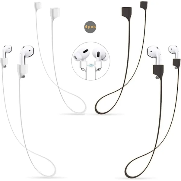 Airpods-rem, magnetisk ledning, anti-tabt snor, sportsstrop, 4 stk. farverige bløde hudvenlige silikonehals omkring øretelefon-lanyard, kompatibel med