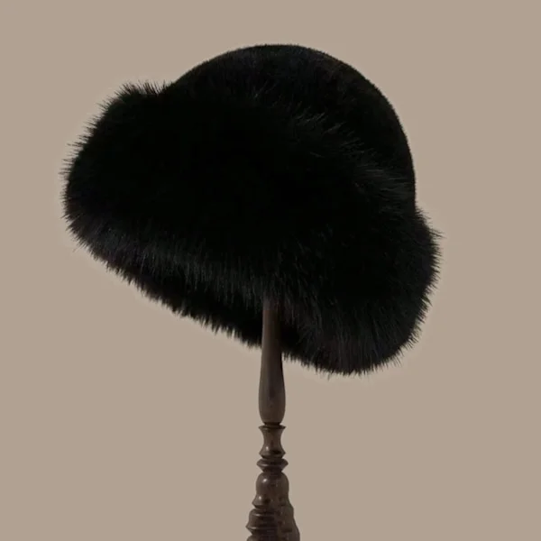 Mjuk och fluffig bucket hat i fuskpäls – Dam oversized varm vinterhatt (Vit - 1 hatt)