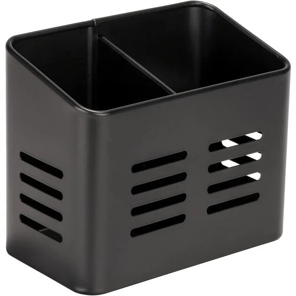 Bestikkurv, Sort Udekøkken kurv, Fremstillet af sort pulverlakeret metal, kompatibel med porcelæn,