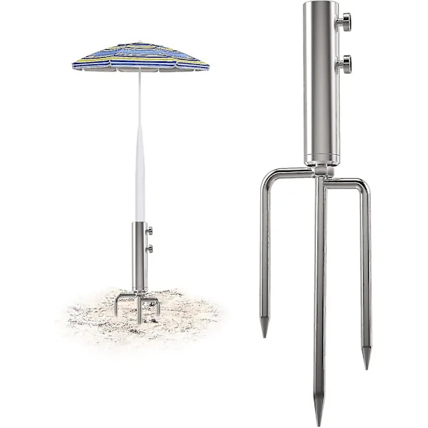 Parasol Foot Anchor with 3 Spikes, Heavy Duty Metal Parasol Base, Outdoor Parasol Steel Mount for Beach Grass Sand