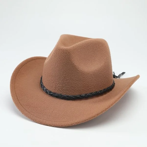 American Western Cowboy Hat Felt Hat for Men and Women Riding Hat Rolled Brim Faux Wool Jazz Hat Cowboy Hat