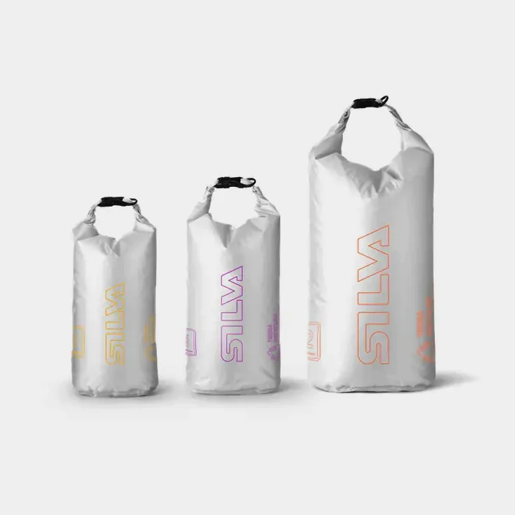 Conjunto de drybags / bolsas estanques Silva Terra, 70D, 3/6/12 litros, branco/amarelo/lilás/laranja, 3-pack