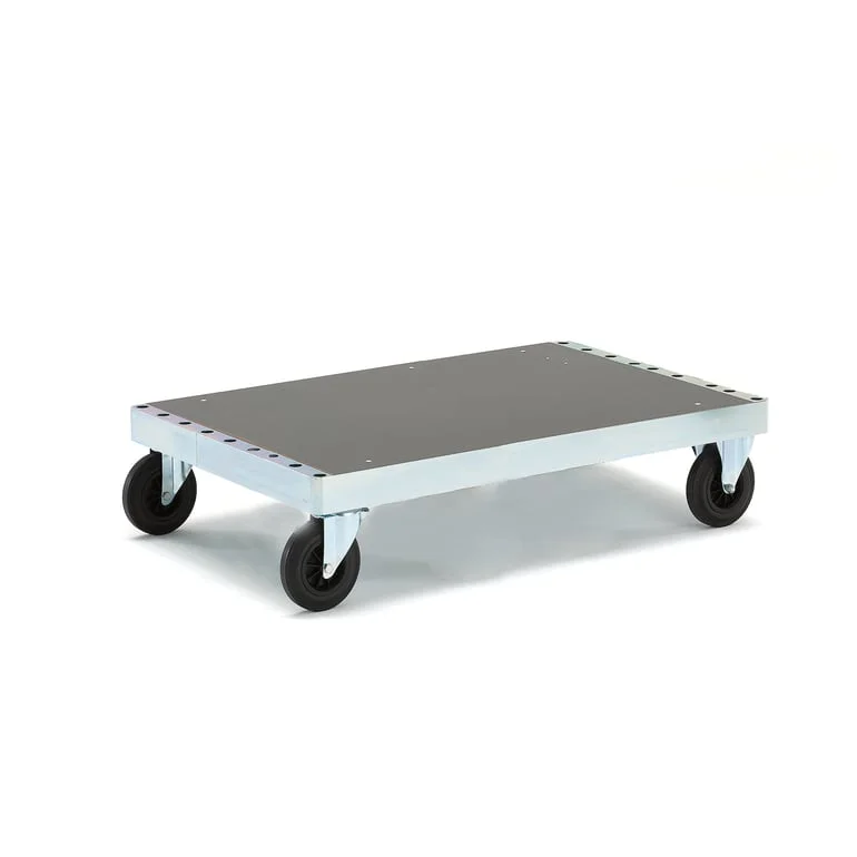 Plattformvogn, 1200x800x300 mm, elforsinket ramme med MDF-plater, uten brems