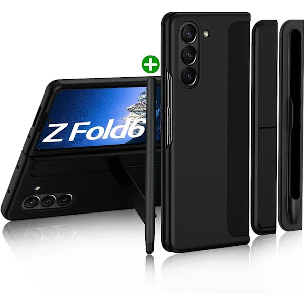 Case for Samsung Galaxy Z Fold 6 with S Pen, Replaceable S Pen Holder & Kickstand, Matte PC, Shockproof Full Body Protection
