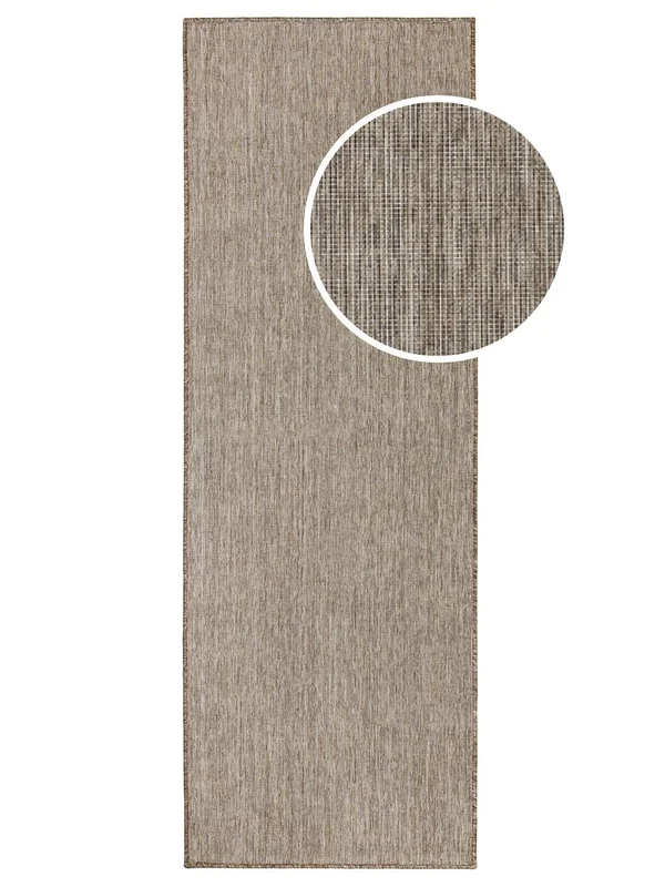 Binnen-/Buitenkleed Eén Kleur Wasbaar Klein Cameron Vloerkleed - Bruin 80X200 In Rustieke Stijl