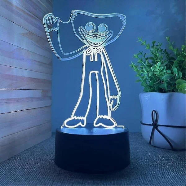Poppy Playtime 3D LED 7 Färger Nattlampa Huggy Wuggy Kreativ Lampa Modell Dekoration Barnfödelsedagspresent (FMY)