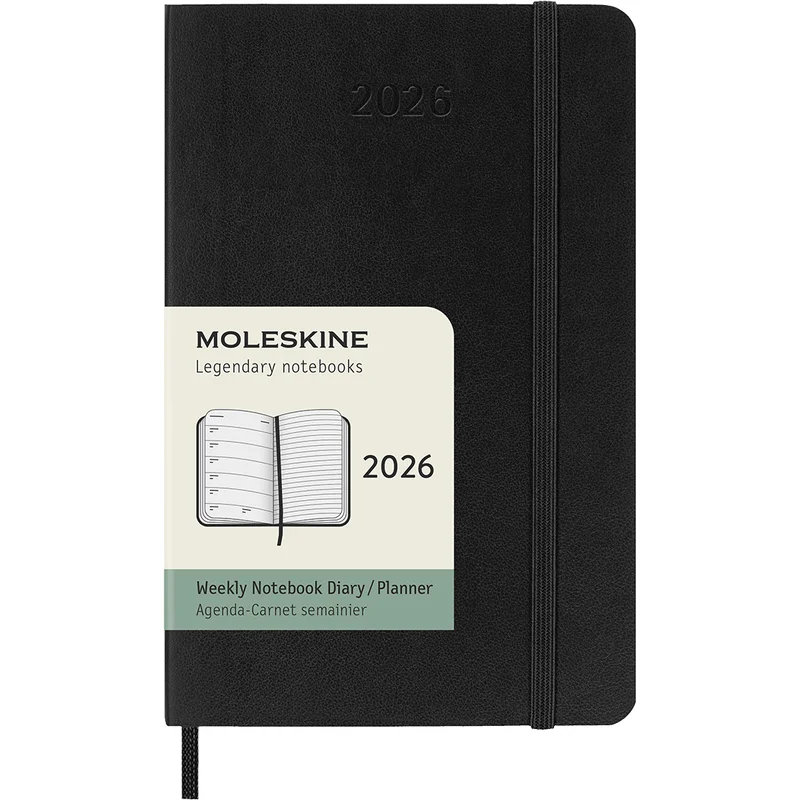 Moleskine Kalenteri 12M Weekly Notebook 2026 Softcover Pocket Black