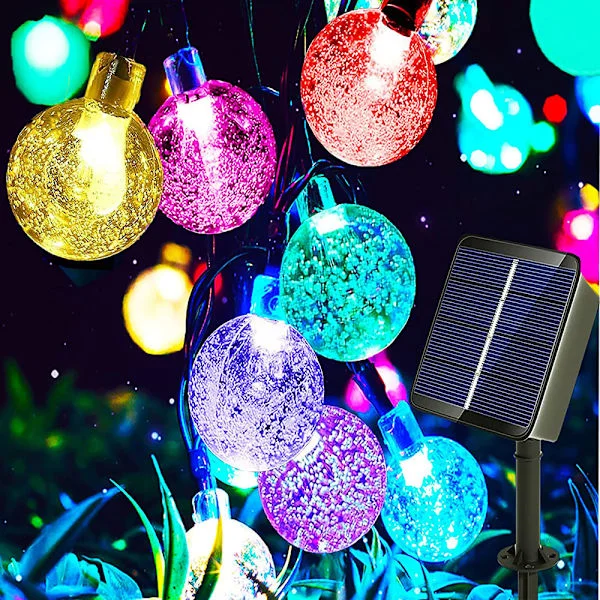 Solar Fairy Lights Utomhus, 50LED 9.5M 8 Lägen Solar Kristallkulor Vattentäta Utomhus/Inomhus Ljus Belysning för Trädgård, Träd, Uteplats, Jul,