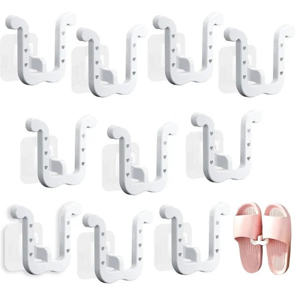 Skohyllor 10-pack Hängande Skohyllor Garderob Organizer Skoställ System Självhäftande Skoförvaring Toffelförvaring Studio Skohyllor Vit
