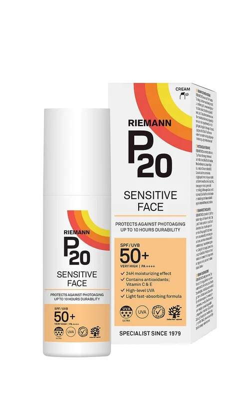 Spar 25% • Køb 2, P20 Riemann Solcreme Sensitive Face SPF 50+ 50 g, Hudpleje, Solcreme, Solcreme Til Ansigtet