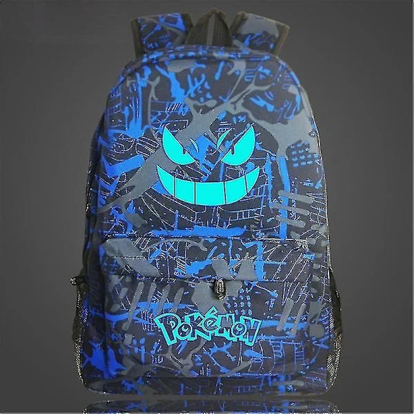 New Pokémon Backpack Luminous School Bag For Boys Girls Students Travel Bag Waterproof Durable Mochilas-WELLNGS Black Blue!