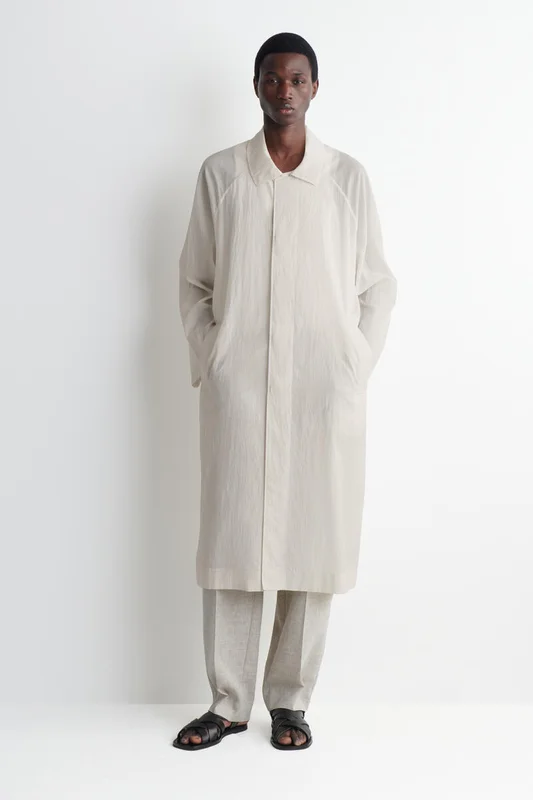 COS Men's Technical Sheer-Nylon Trench Coat in White