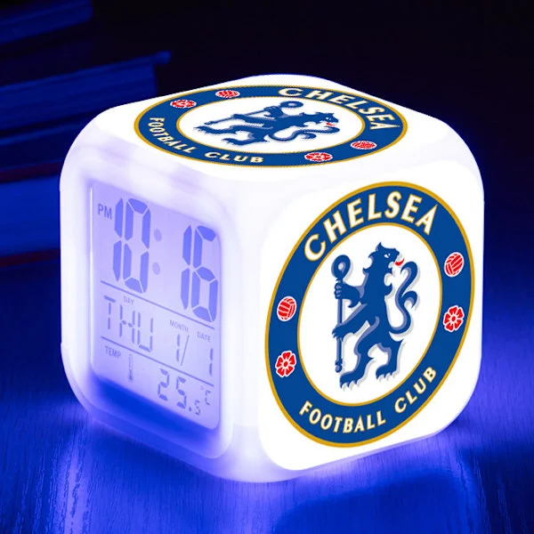 Sportklubb Fotball LED Vekkerklokke Lys Digital Klokke 7 Farger Klokke Mini Barn Nattbord Vekkerklokke