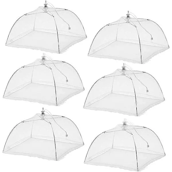 (6-pack) Large Pop-Up Mesh Food Cover Tent Umbrella, 43 cm, Reusable and Foldable Outdoor
